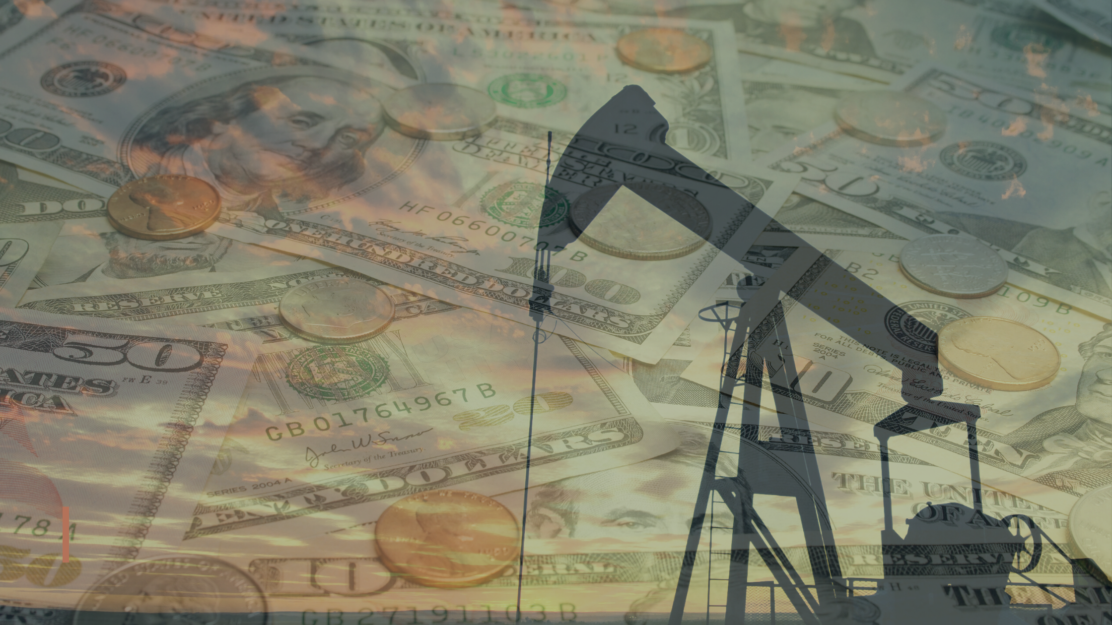 Double Exposure of Oil Rig and Money